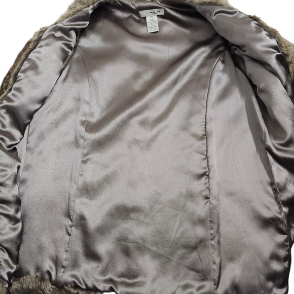 WD•NY Petite Mob Wife Faux Fur Vest Tonal Brown Grey Glam EUC PM - Picture 6 of 8